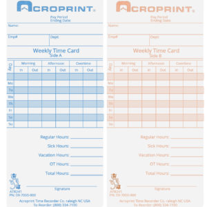 250 per Pack 097000000 Acroprint Weekly Time Cards for Atr240 and Atr260 