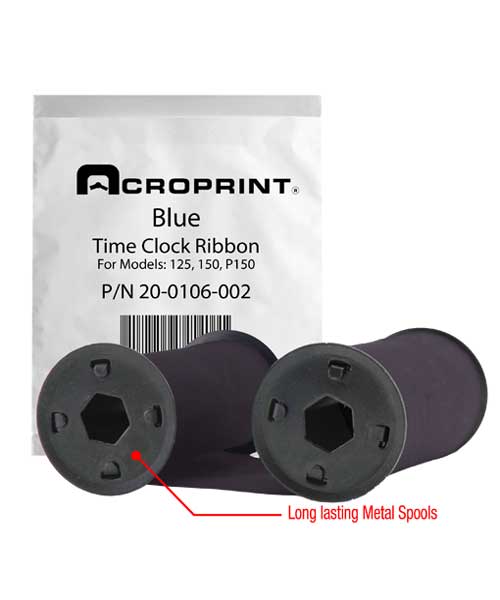 Acroprint 125 and Acroprint 150 Time Recorder Ribbon Acroprint SKU 20-0106-008 Compatible 2 Color Red/Blue Ink 
